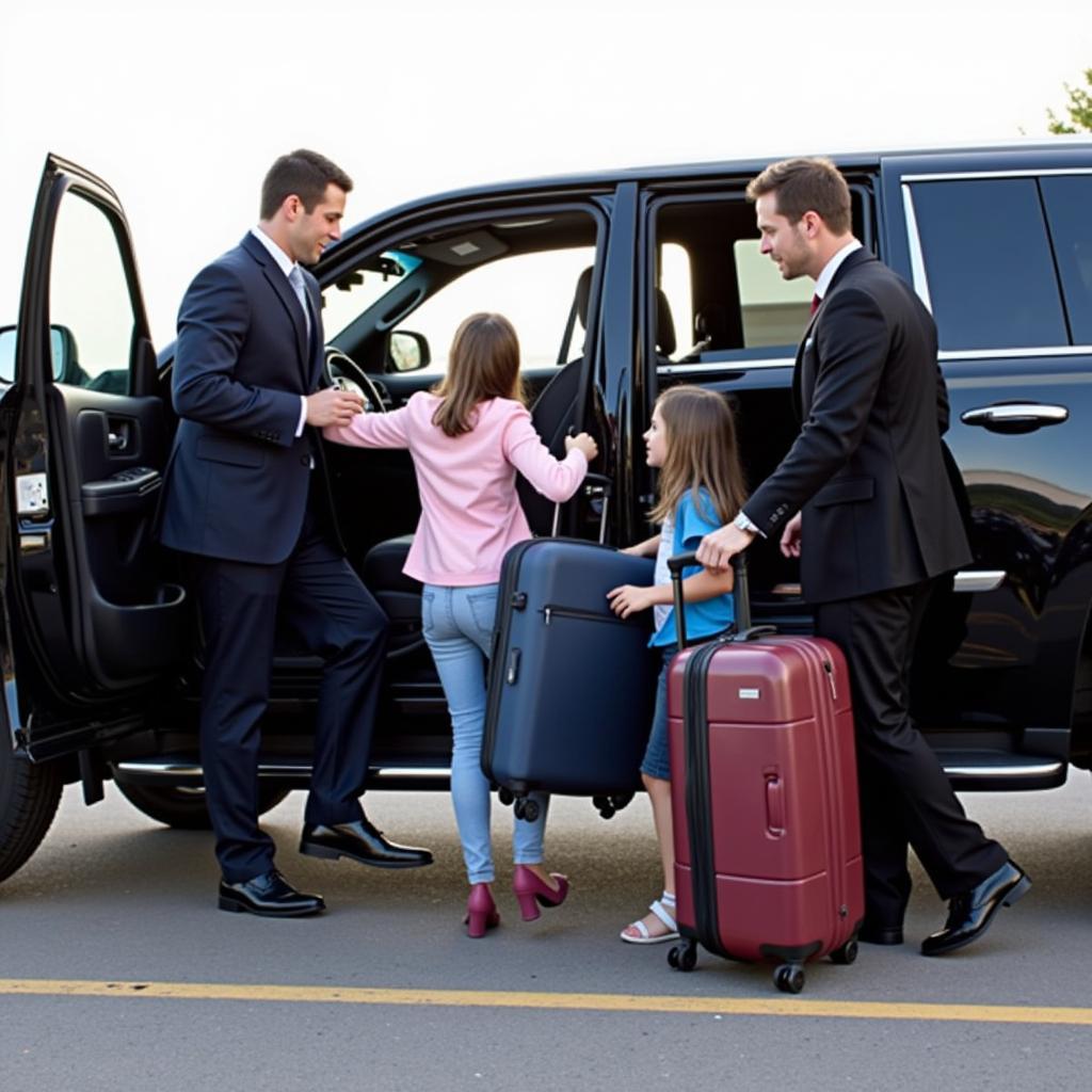 Family Arriving at Boston Airport in an SUV