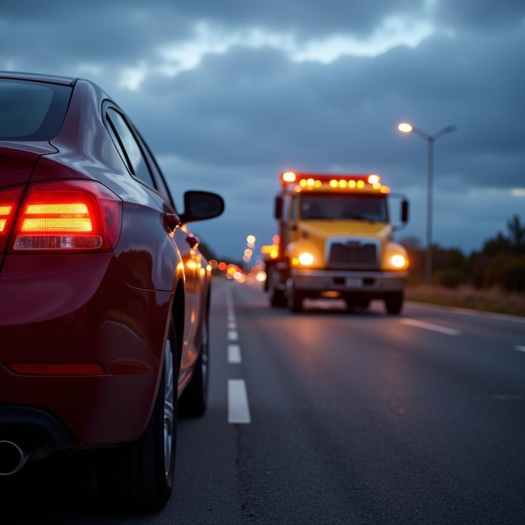 Broken Down Car on Roadside