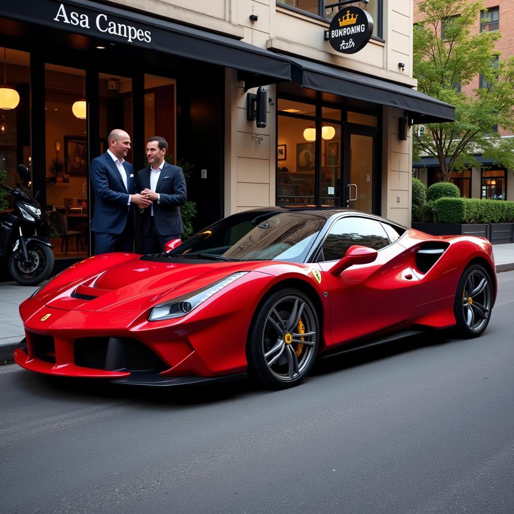 Business Meeting with Exotic Car