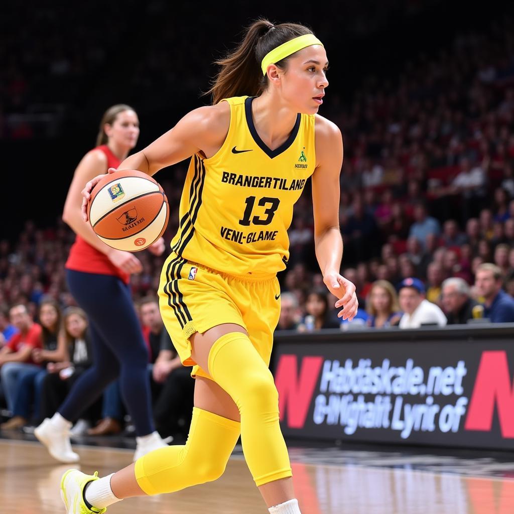 Caitlin Clark Dribbling the Ball in a WNBA Game