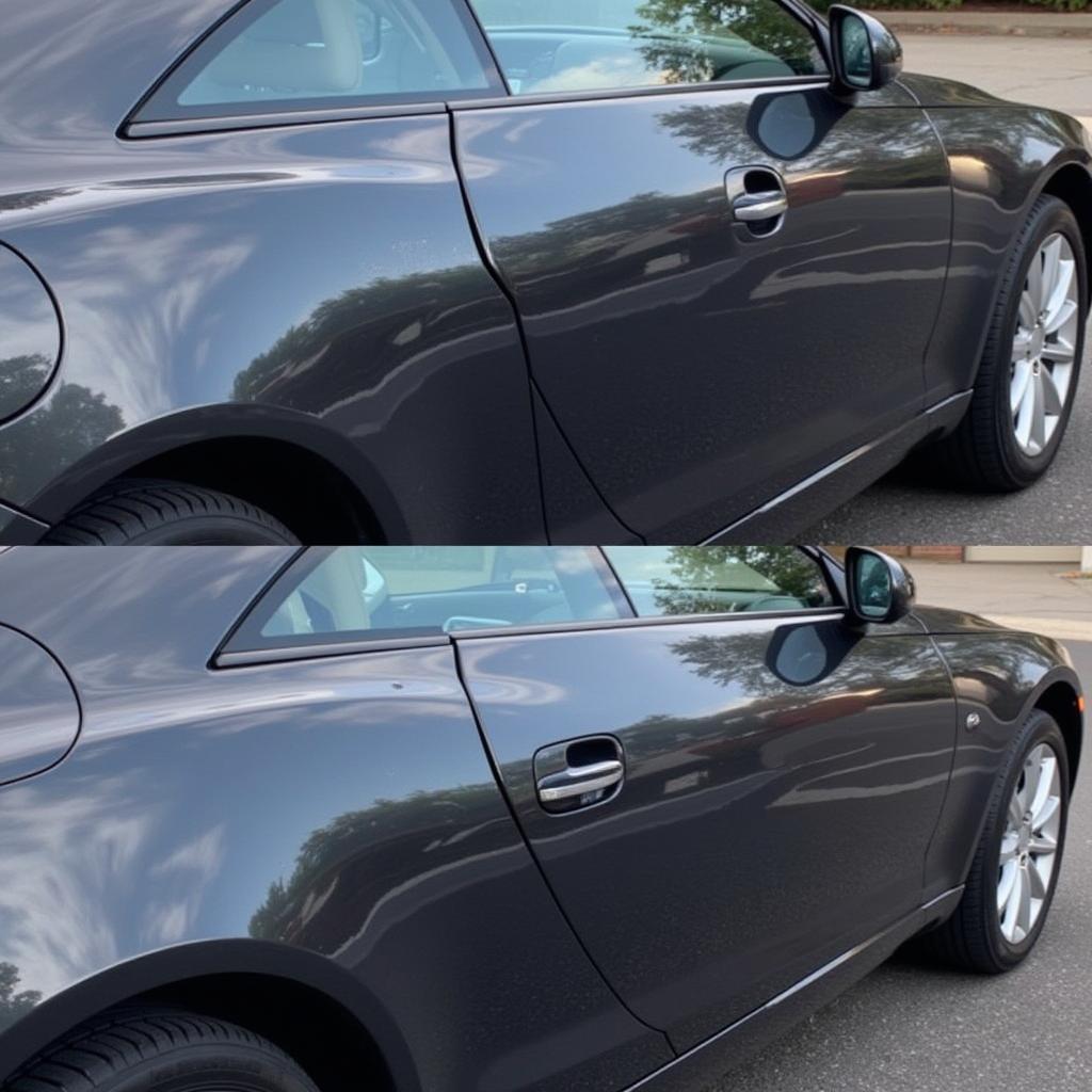 Car after scratch removal, showcasing a shiny finish