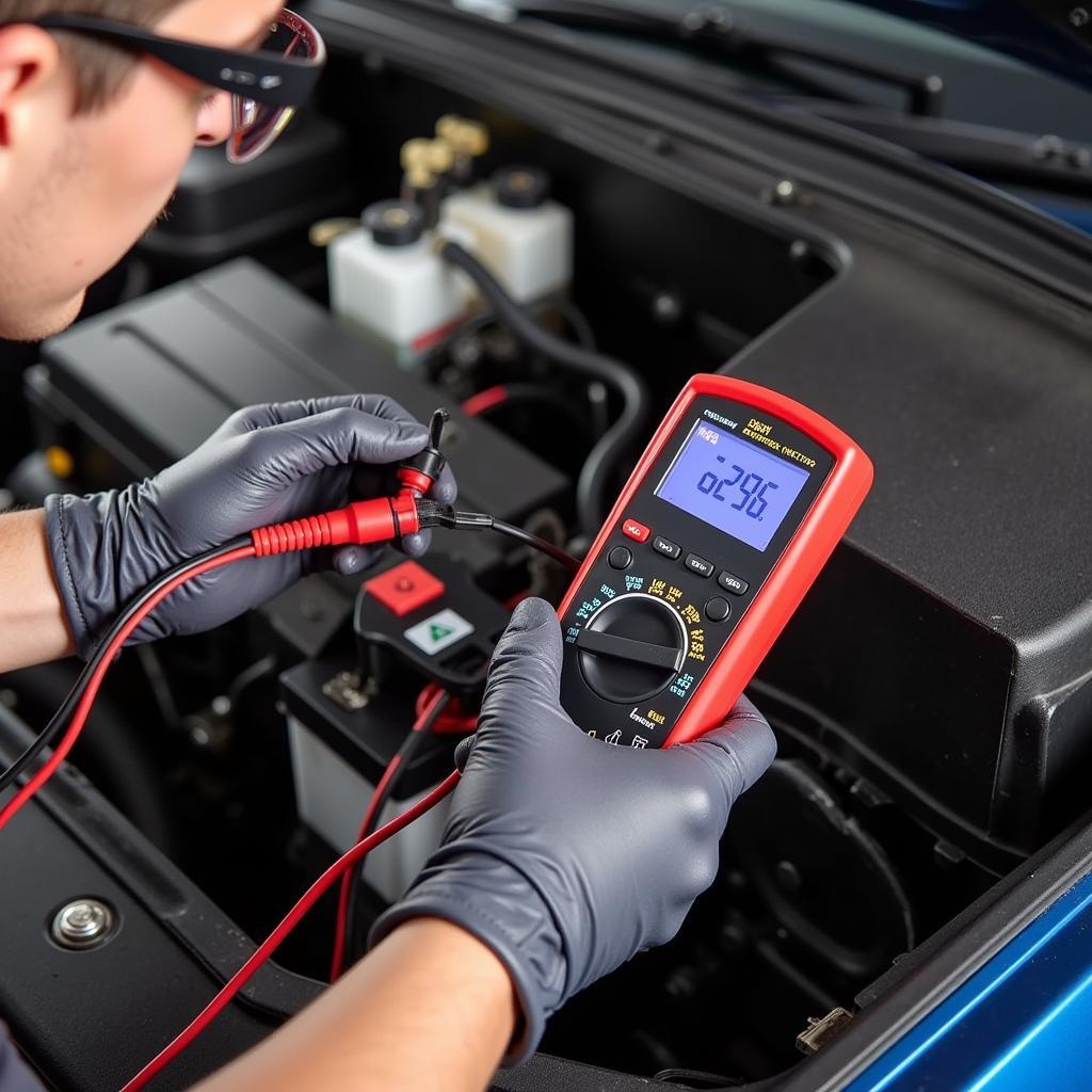 Checking Car Battery Voltage with a Multimeter