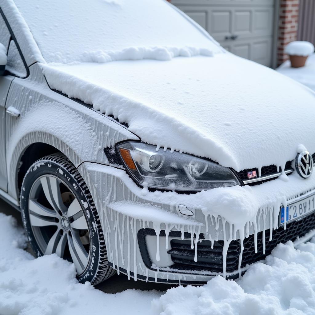 Car Being Foamed with Snow Foam