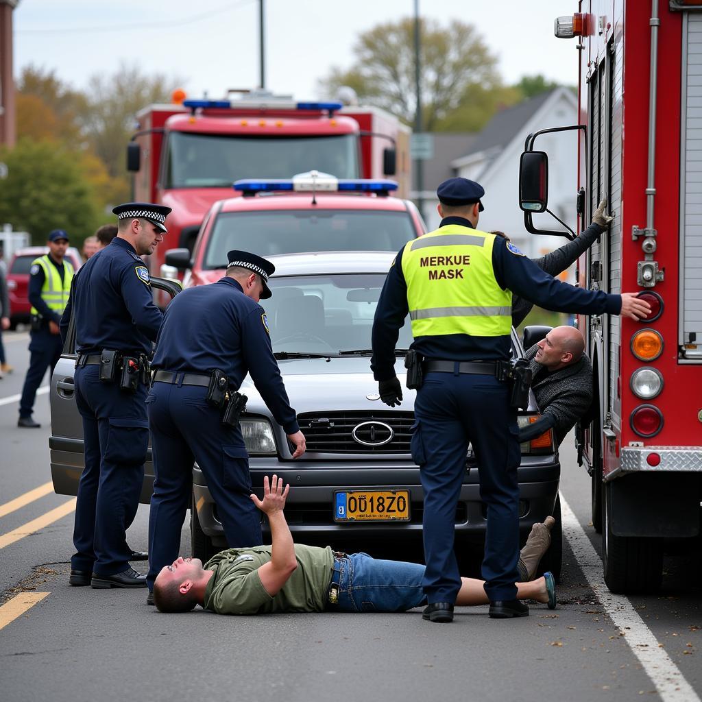 First Responders at Car Crash Scene