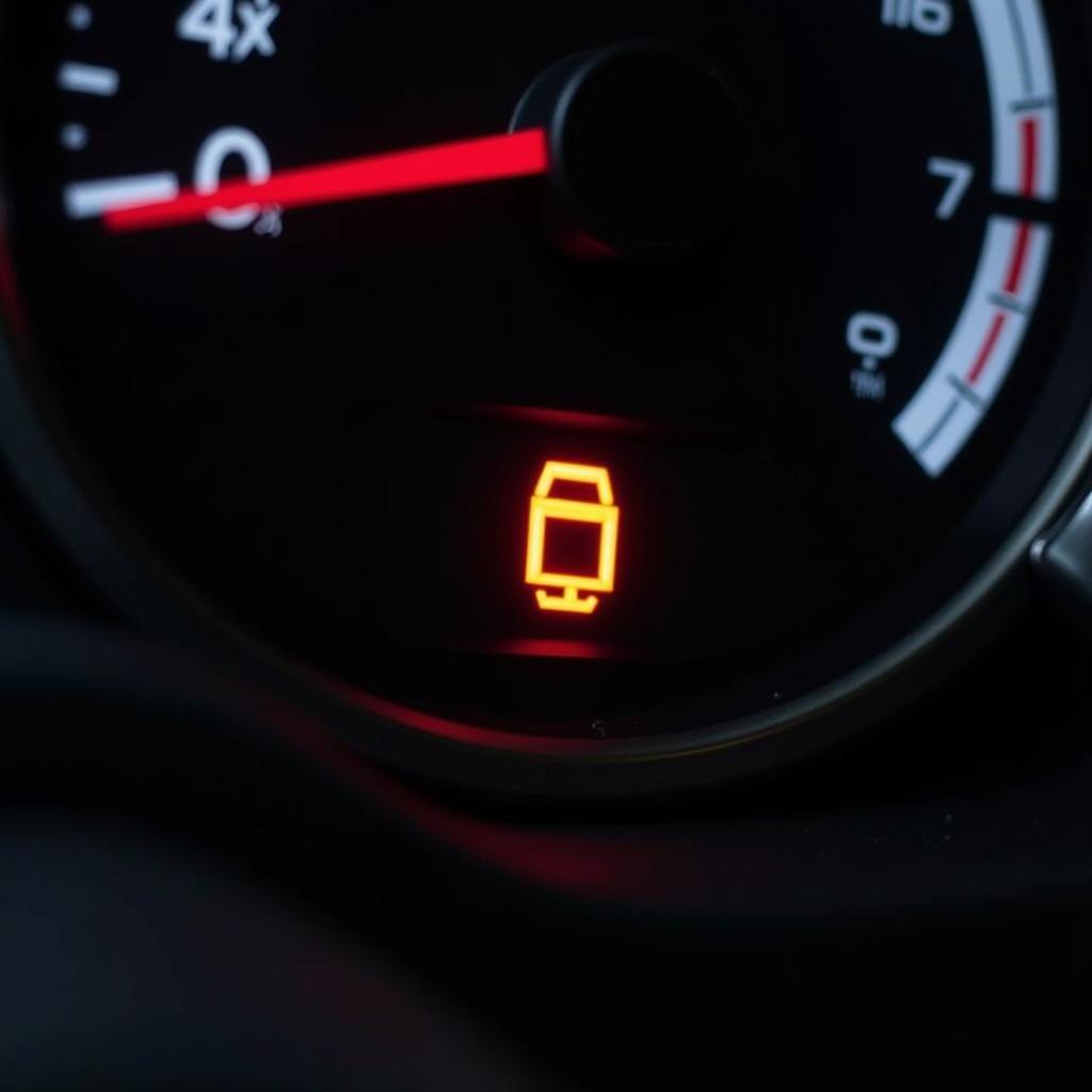 Car Dashboard Showing Check Engine Light