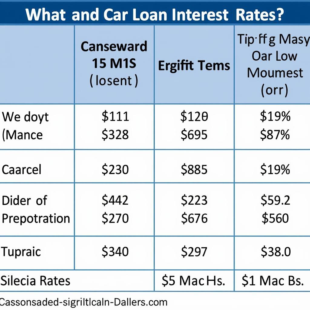 Car Loan Interest Rate Comparison Chart