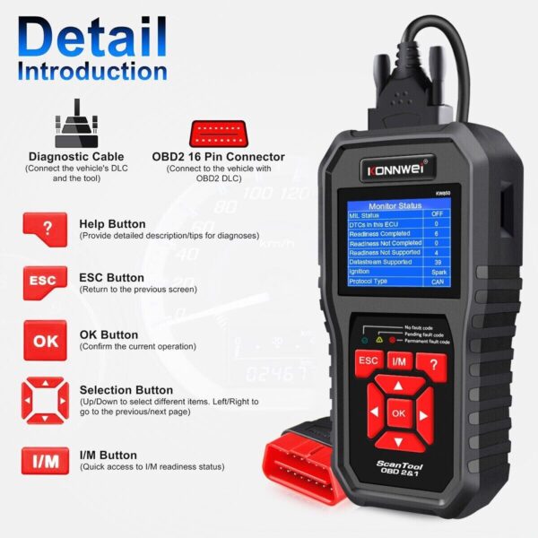 Car OBD2 Scanner Professional Diagnostic Tools Check Engine Code Reader Battery - Image 3