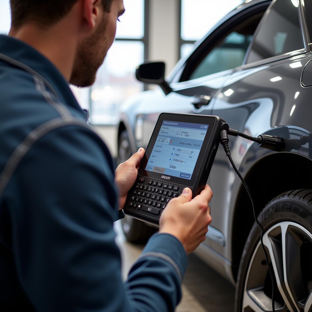 Car owner using dealer scanner at home