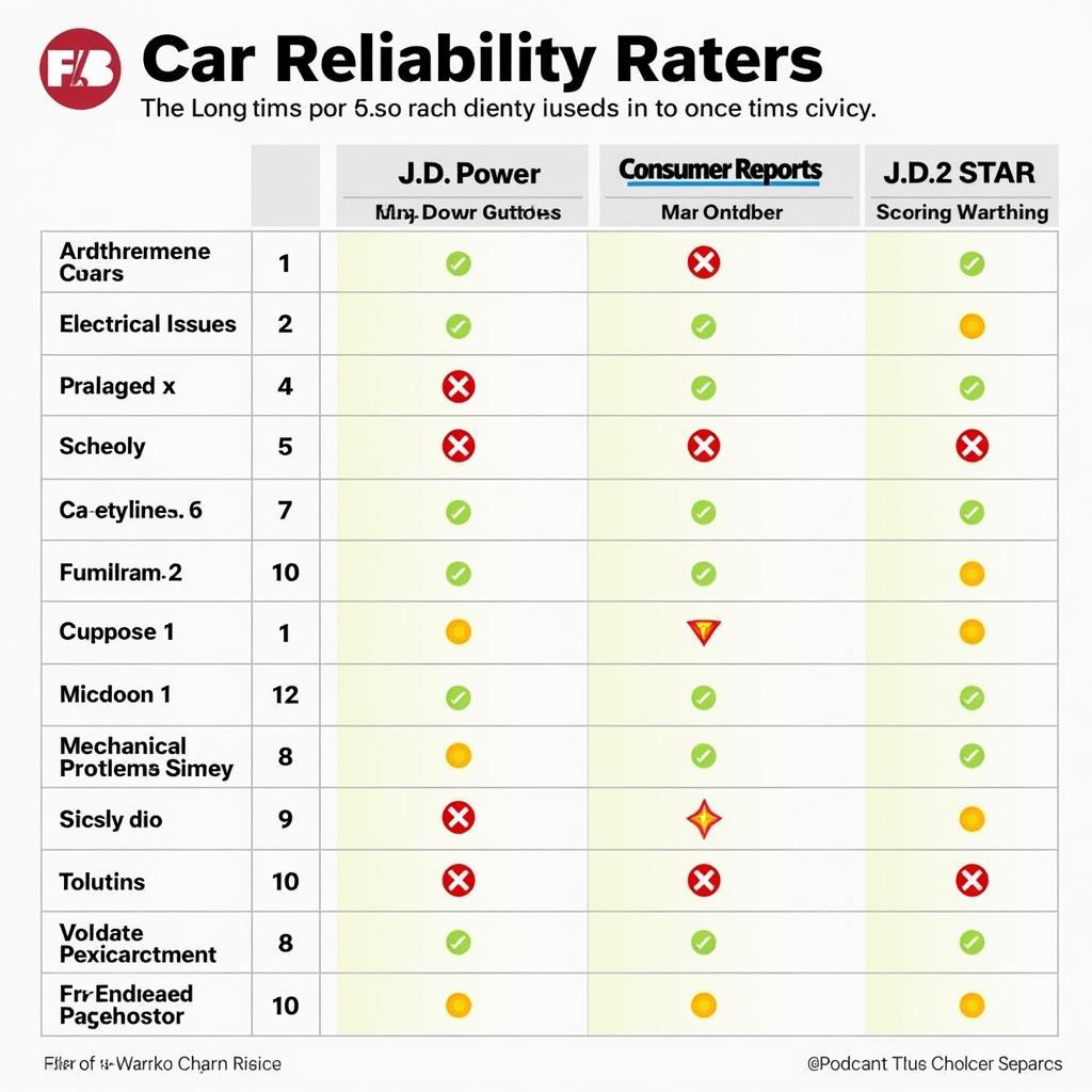 Car Reliability Rating Comparison Chart