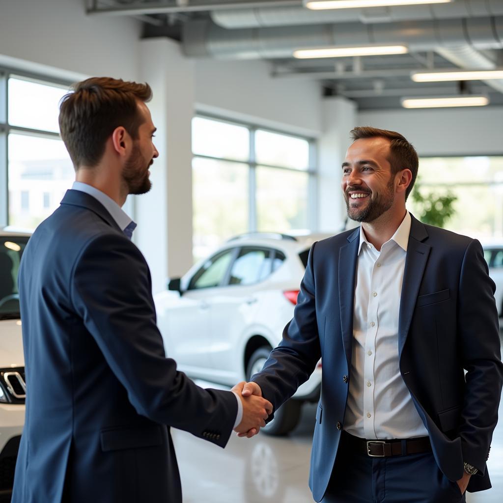 Car Salesman Closing a Deal with Customer