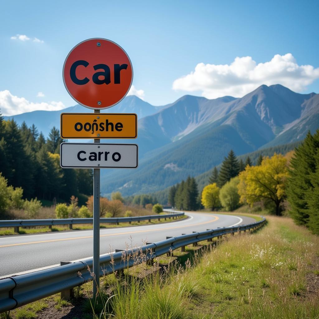 Spanish Translation of Car on a Road Trip Sign