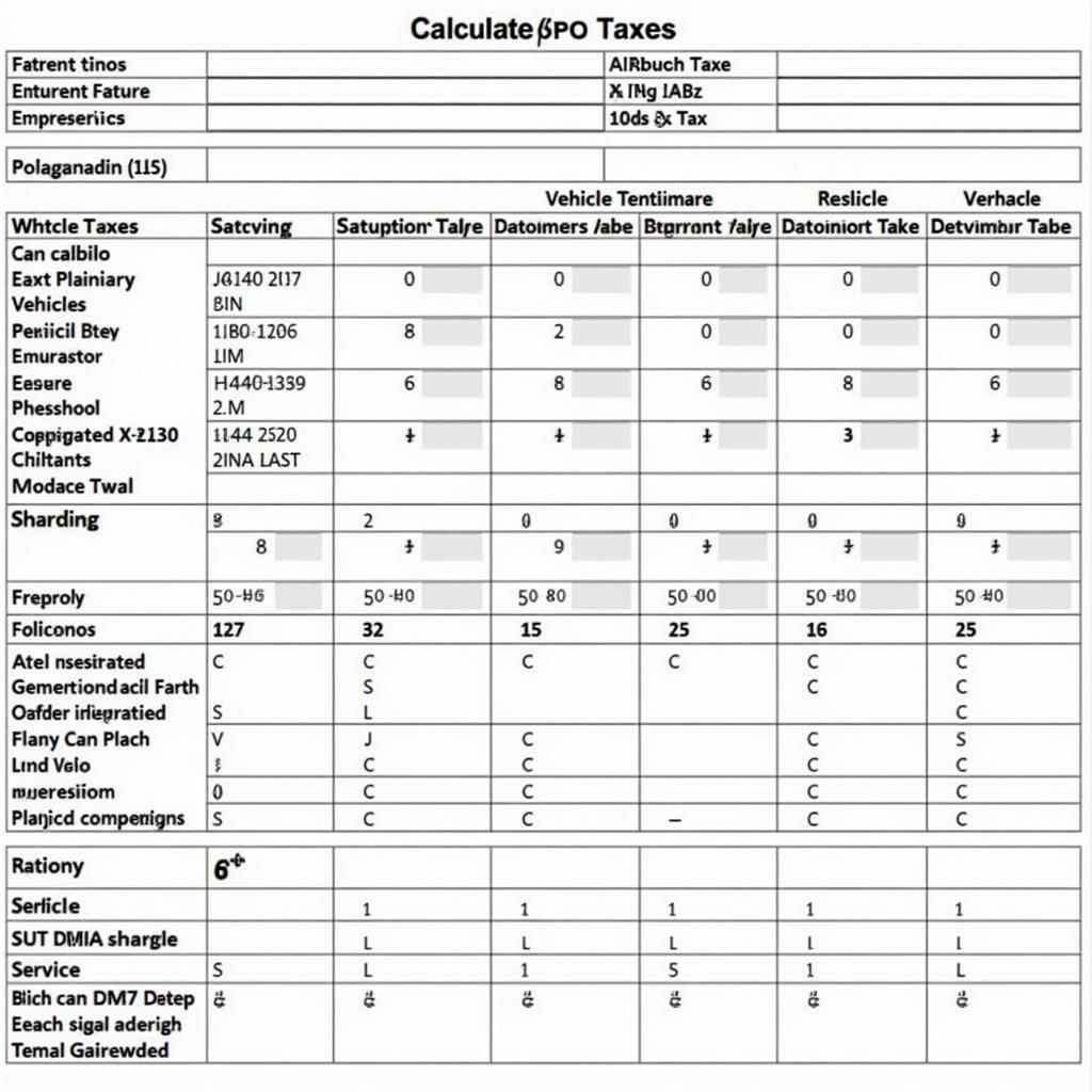 Car Tax Calculation Worksheet