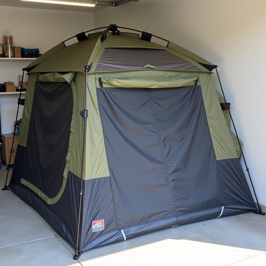 Car Tent Stored Neatly in a Garage