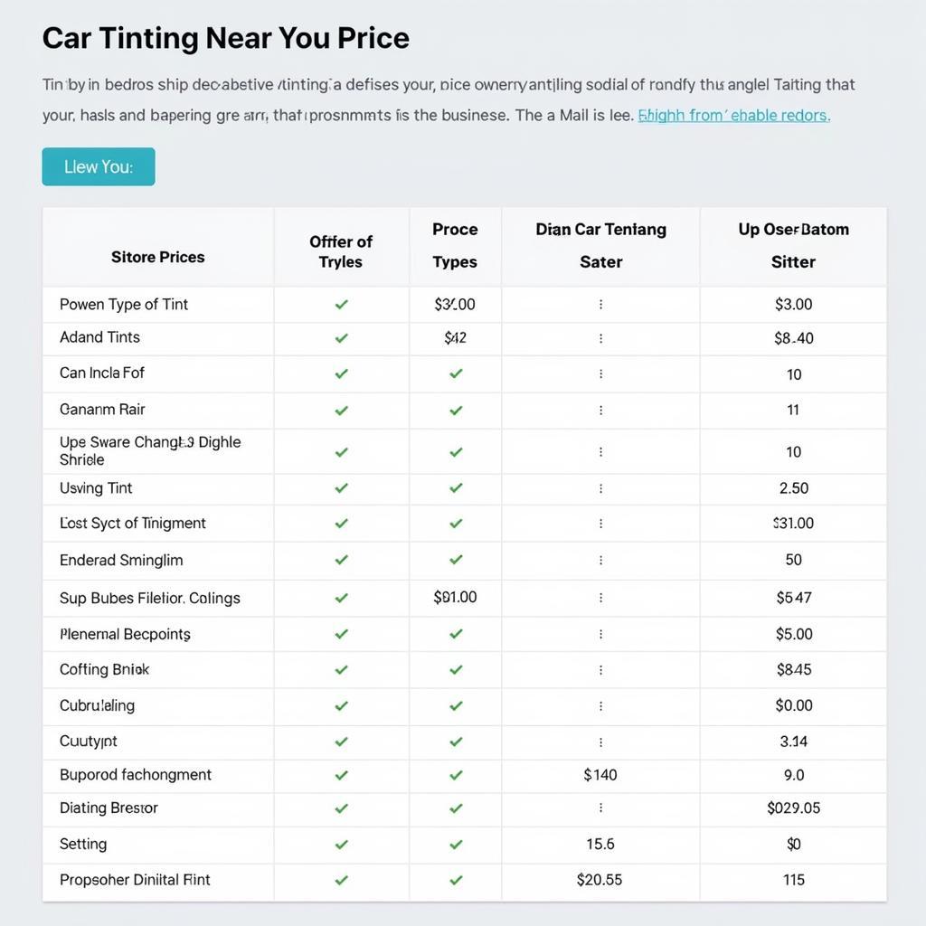 Comparing prices of different car tinting services