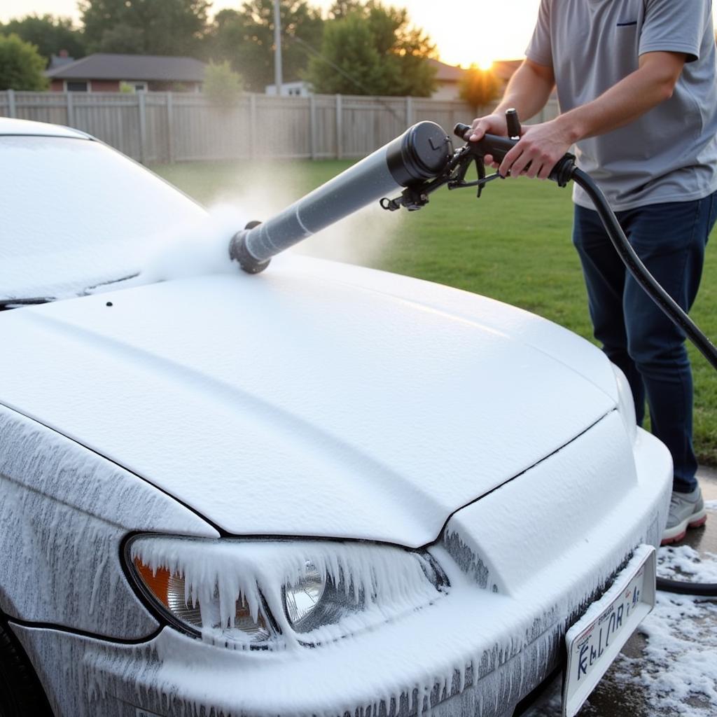 Using a Foam Cannon for Car Wash