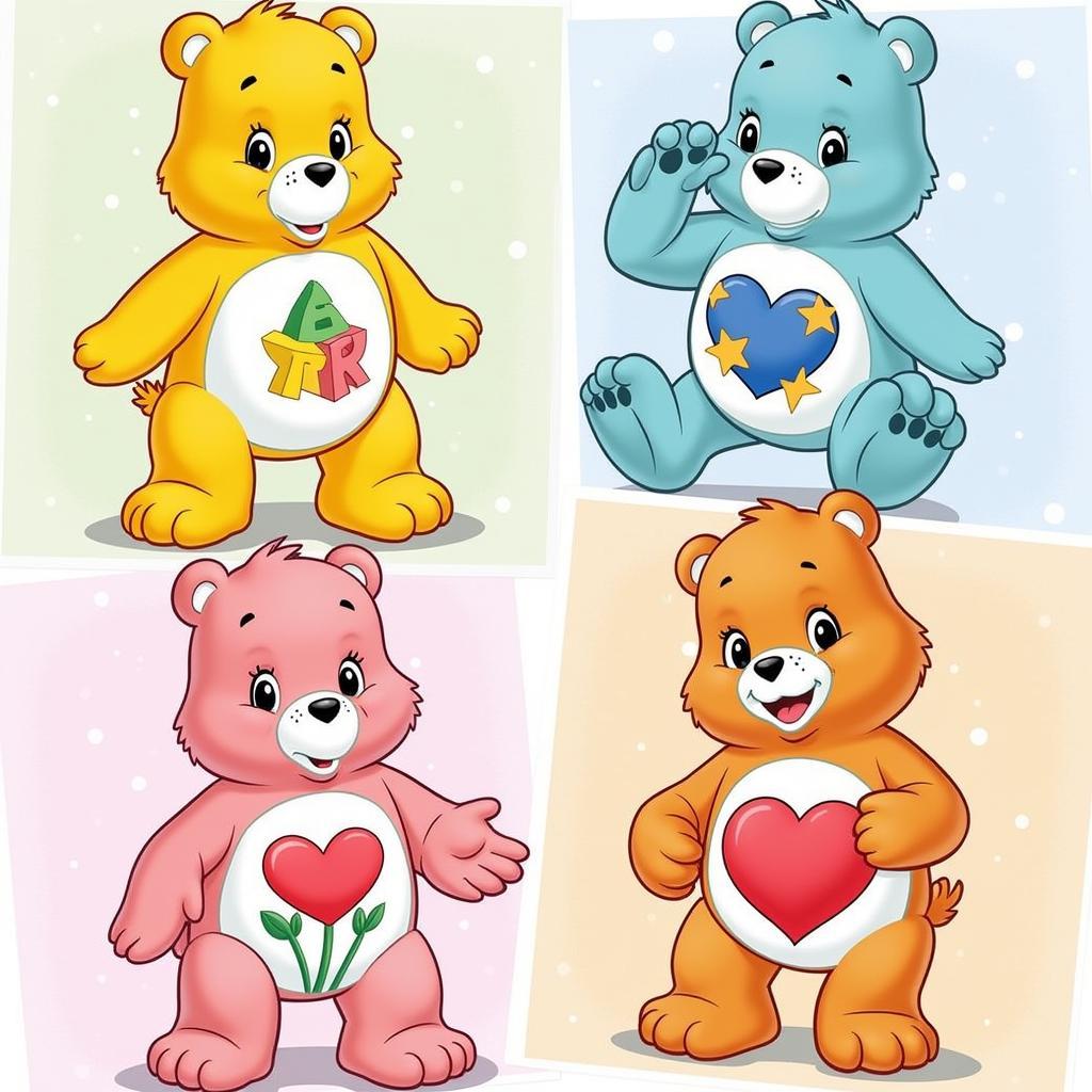 Main Care Bears Characters and Their Belly Badges