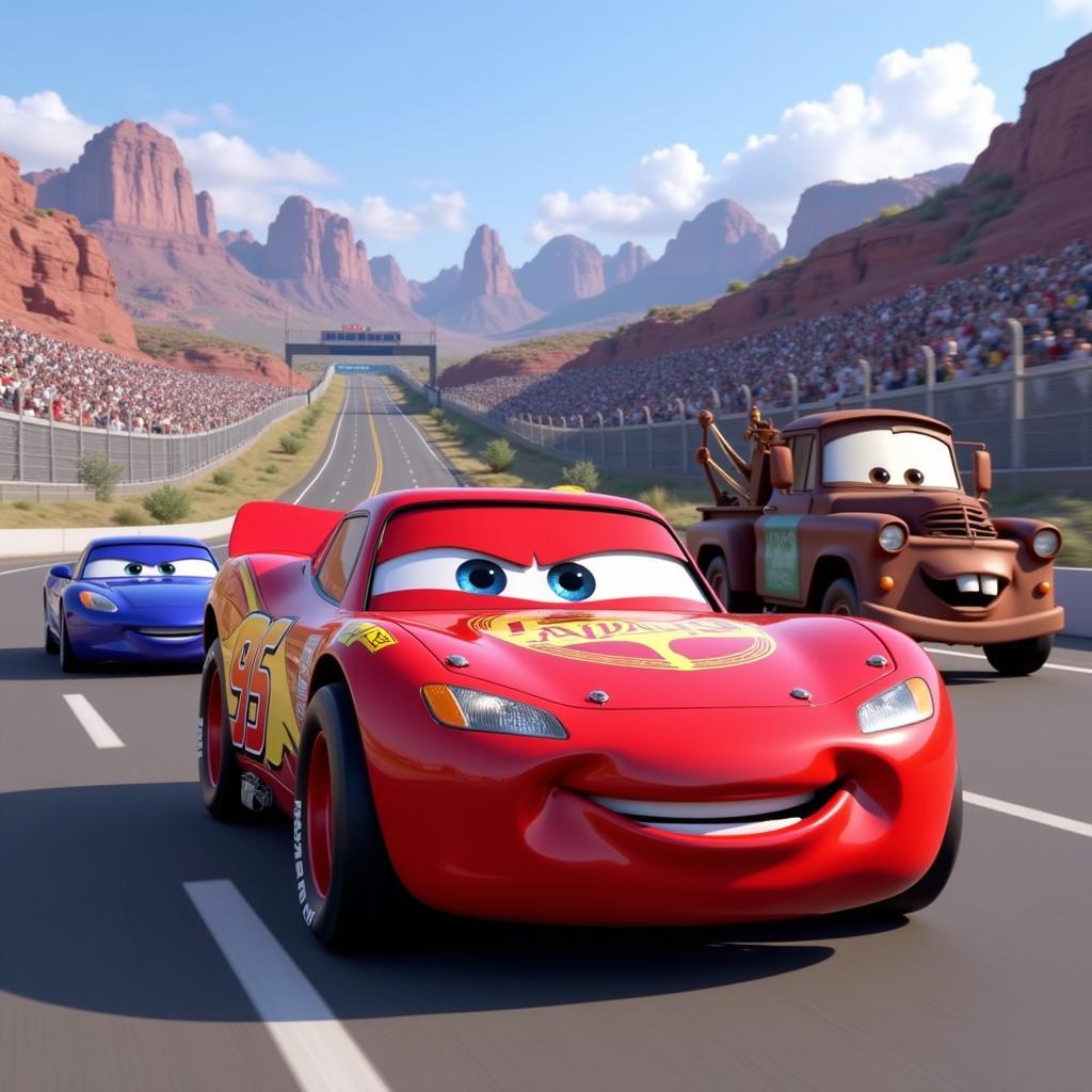 Cars Characters International Racing Scene: Lightning McQueen and other racers