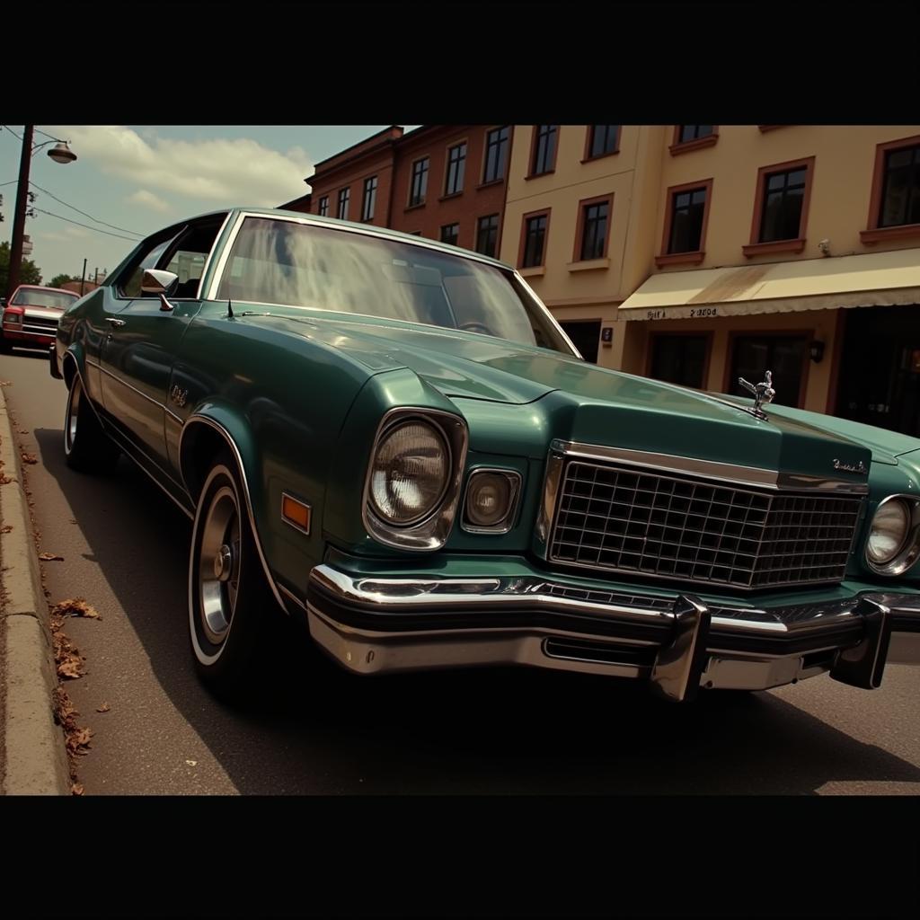 Classic car in a movie scene