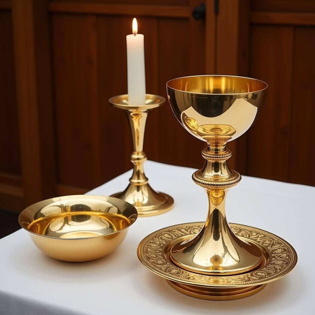 Chalice, Paten, and Ciborium on the Altar