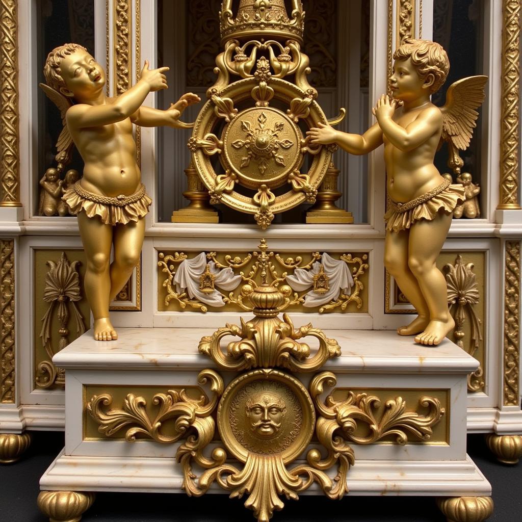 Chapelle Royale Versailles Autel: A detailed view of the altar, showcasing its intricate carvings and ornate embellishments