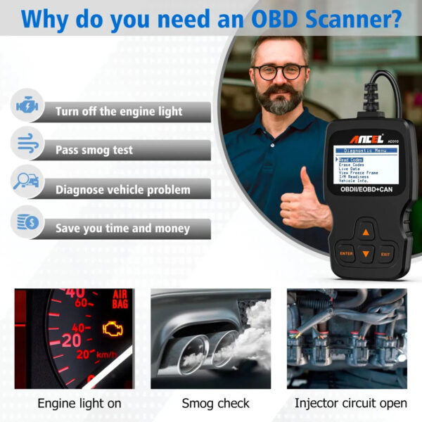 Check Engine Fault Diagnostic ToolAutomotive OBD2 Scanner OBDII Car Code Reader - Image 5