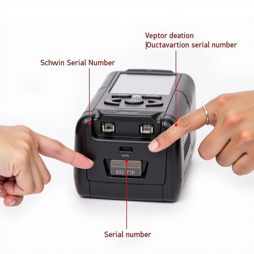 Close-up of checking the serial number on an Autel MS908P.