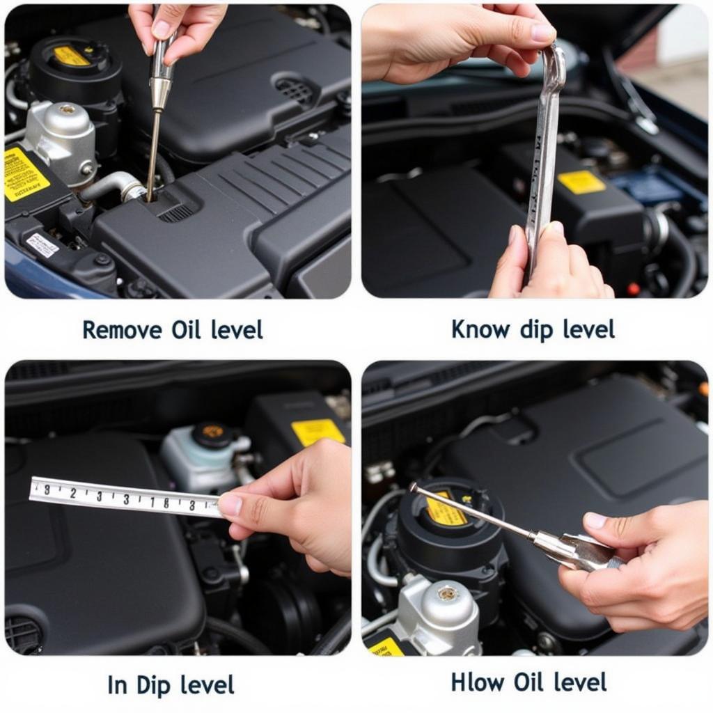 Checking Car Oil Level with Dipstick