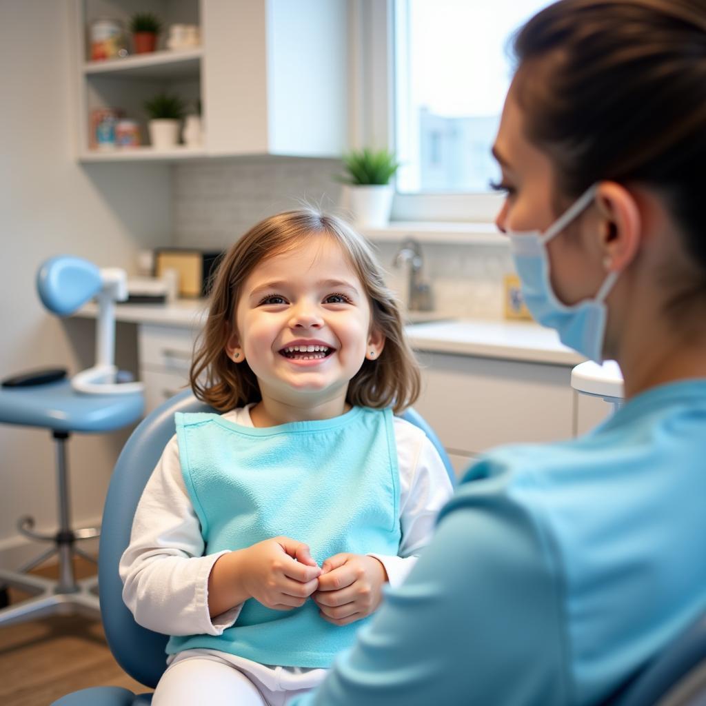 Child smiling at the dentist