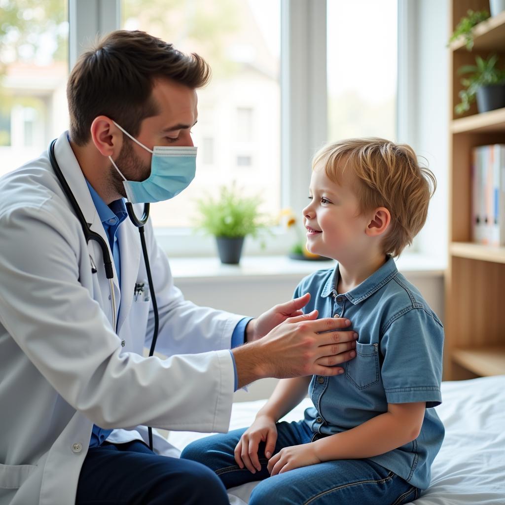 Child Receiving Treatment at an Urgent Care Clinic