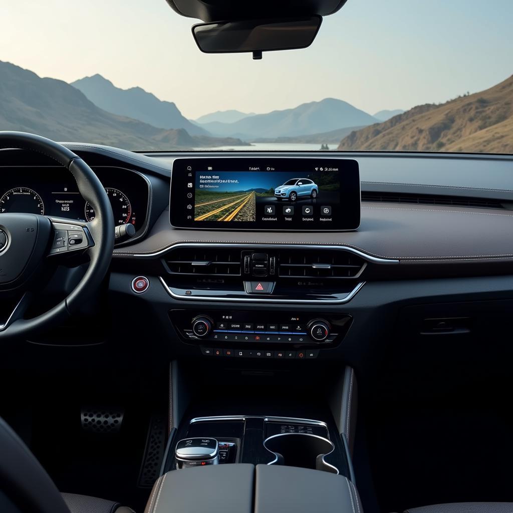 Chinese Car Technology and Innovation: A Close-up of a dashboard display showing advanced features in a modern Chinese car.