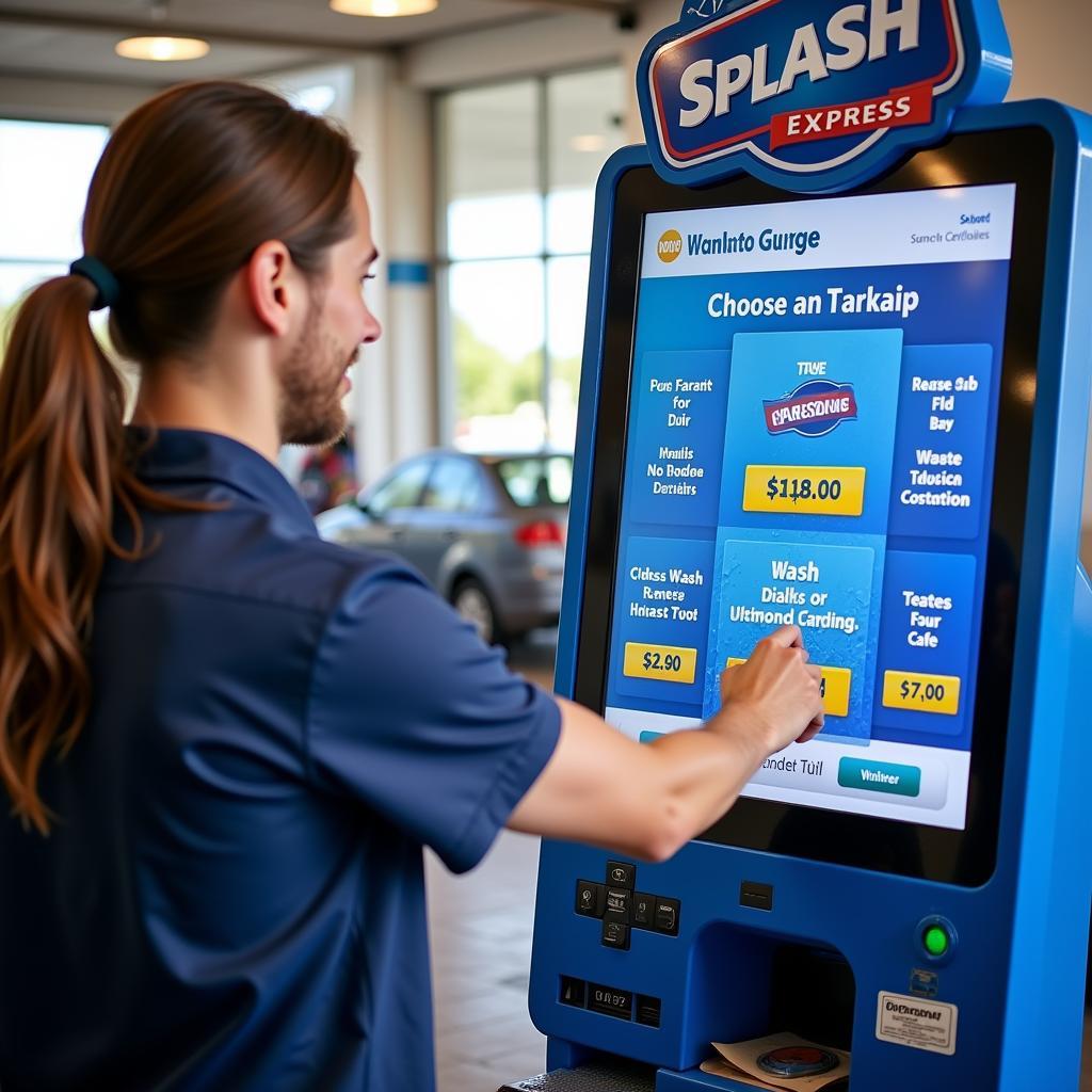 Customer Choosing a Car Wash Package at a Splash Car Wash Express