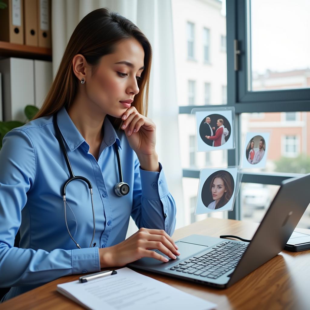 Image of a person researching advocate urgent care centers on a laptop