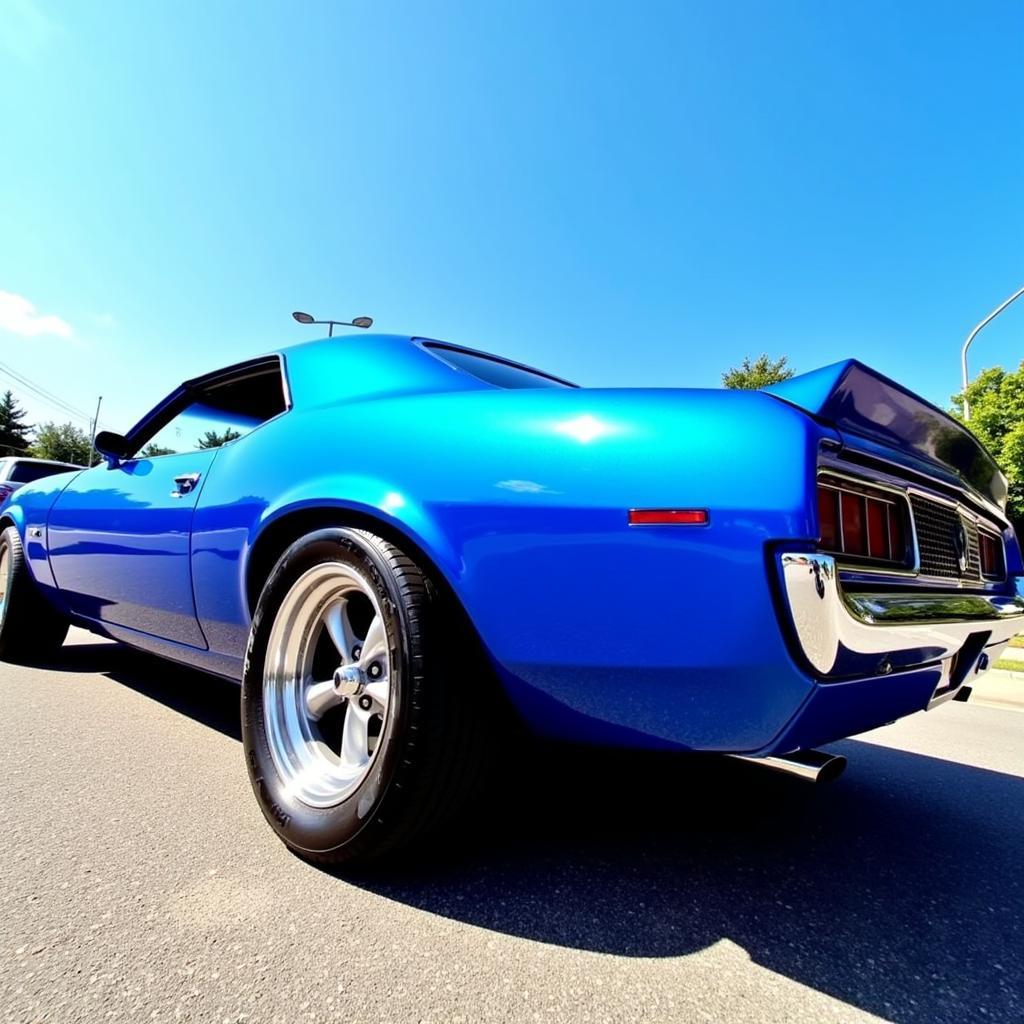 Classic American Muscle Car in Vibrant Metallic Blue