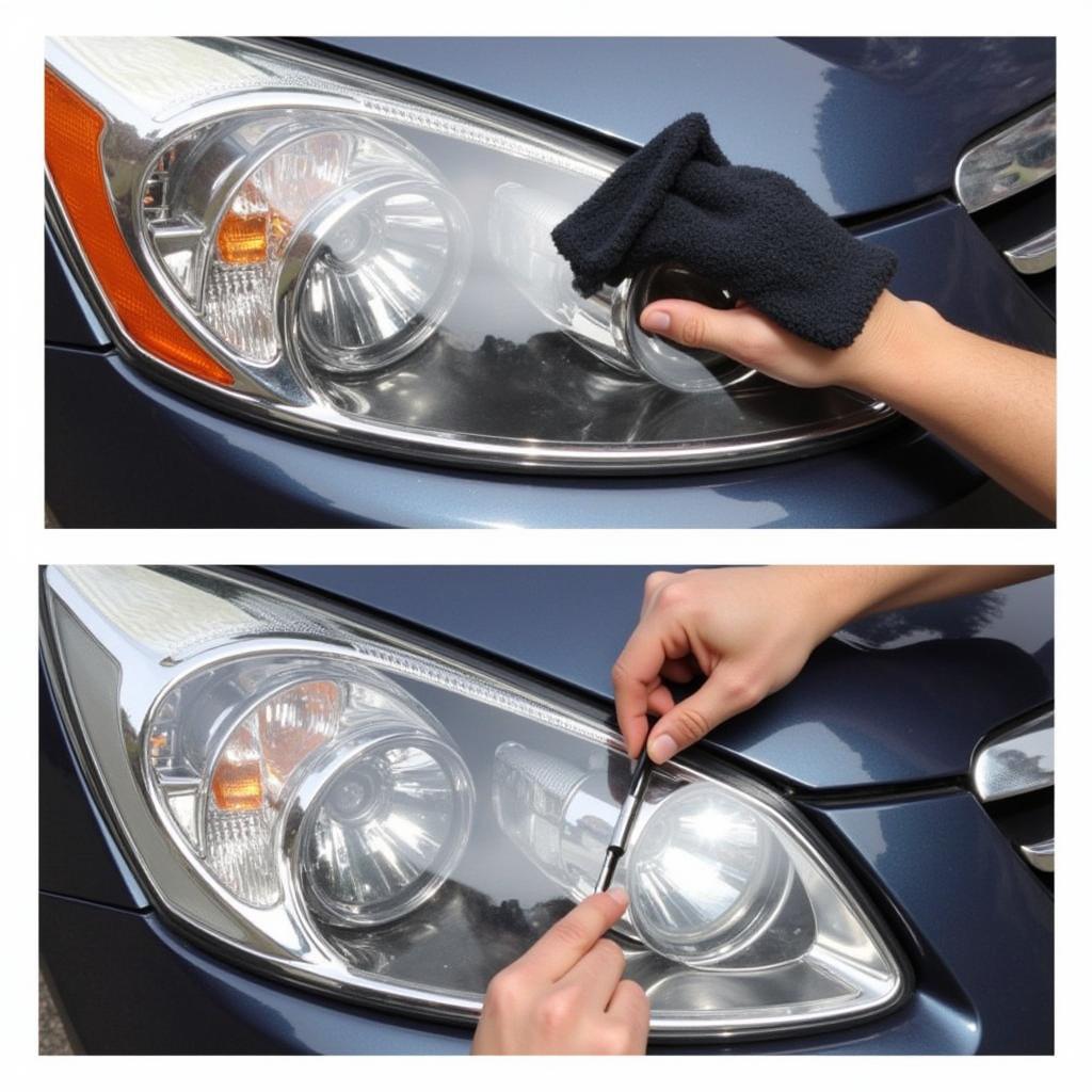 Properly cleaning and adjusting car headlights for optimal visibility