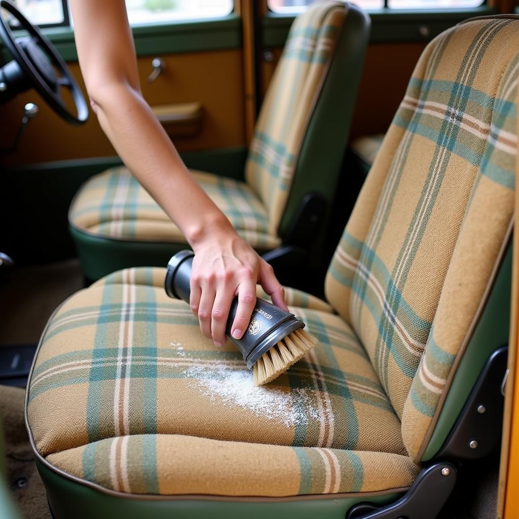 Cleaning Vintage Plaid Car Seats