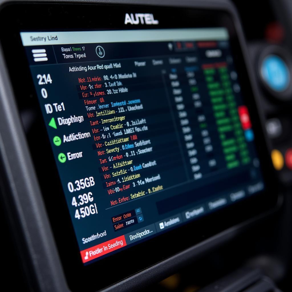 Close Up of Autel Scanner Displaying Diagnostic Data