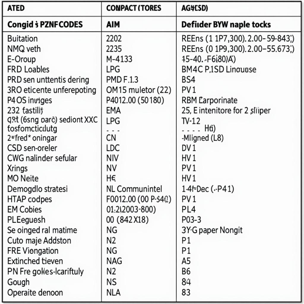 Common Autel GM Body Codes and Definitions