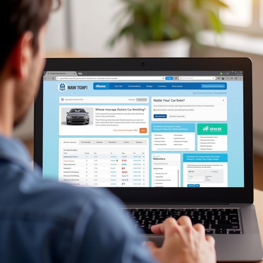 Comparing Car Insurance Quotes on a Laptop