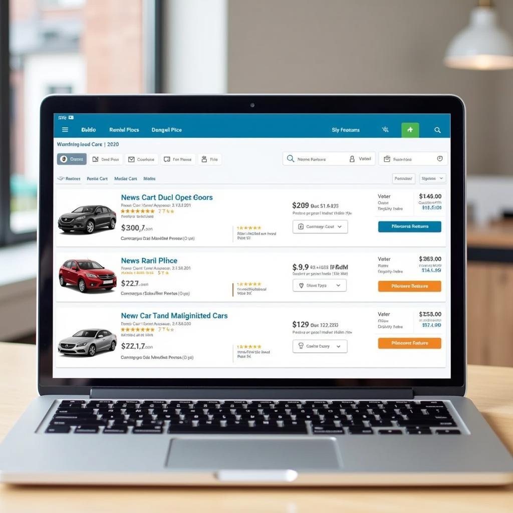 Comparing prices of nearby rental car options using a price comparison website