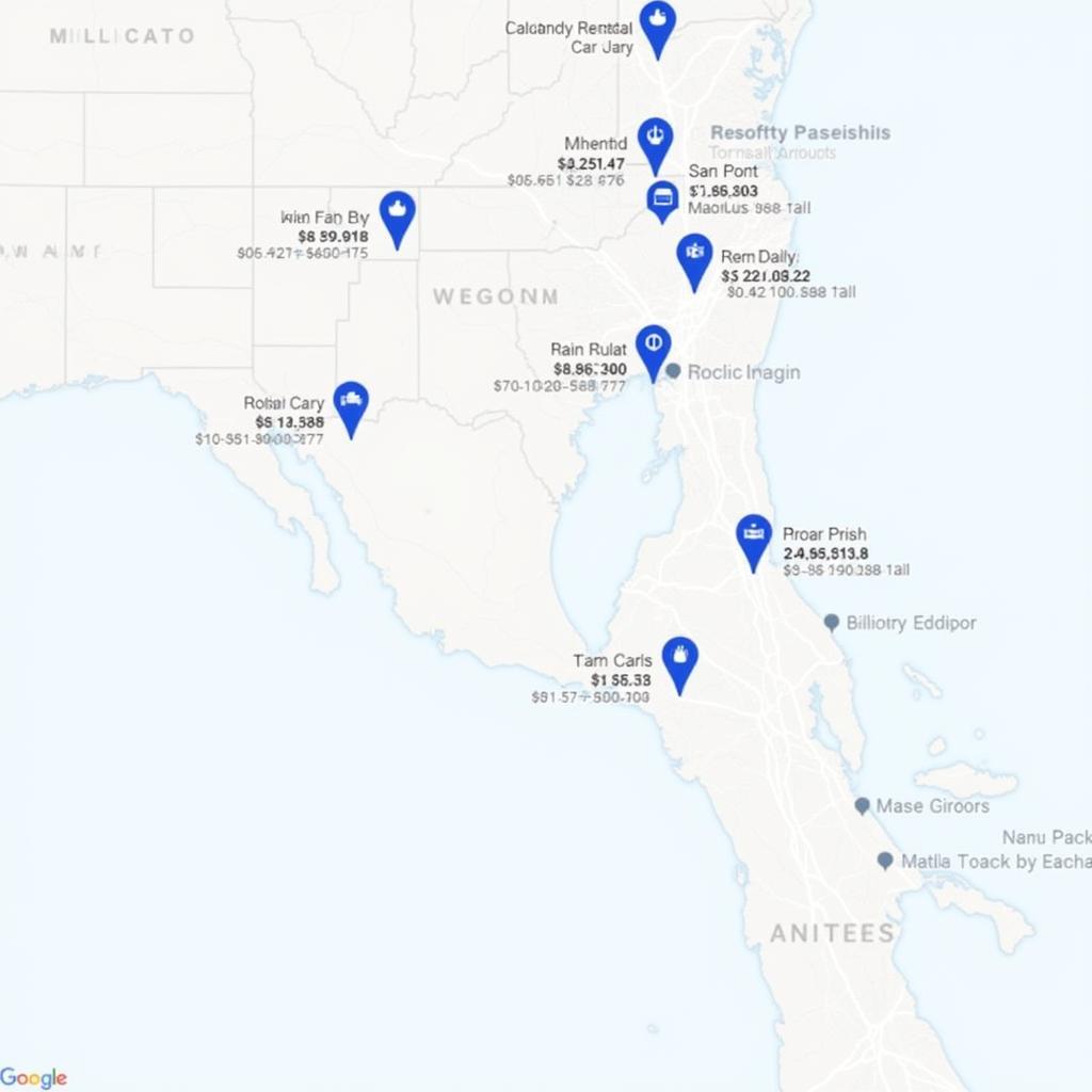 Comparing rental car prices at different locations