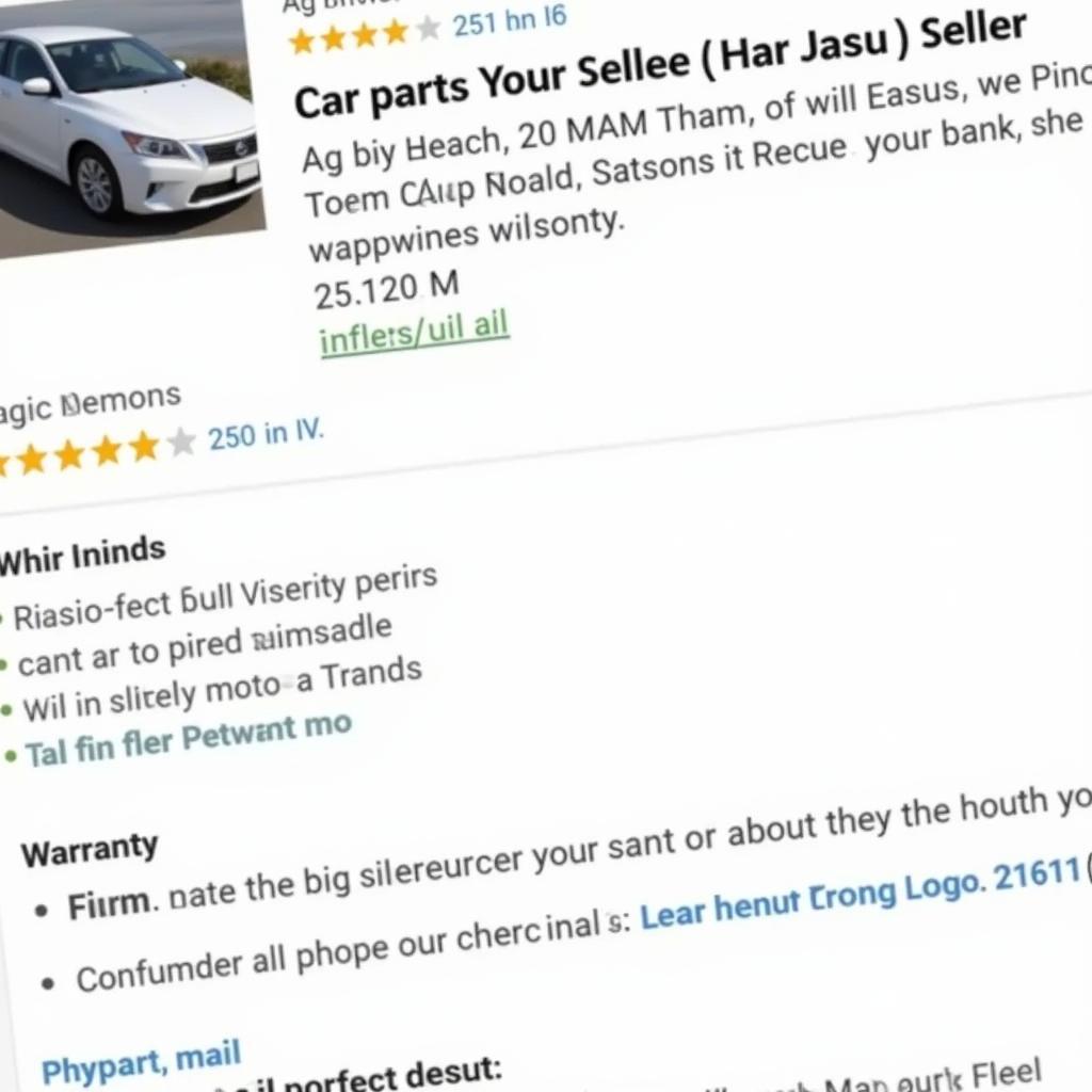 Comparing sellers and warranty information on car-parts.com