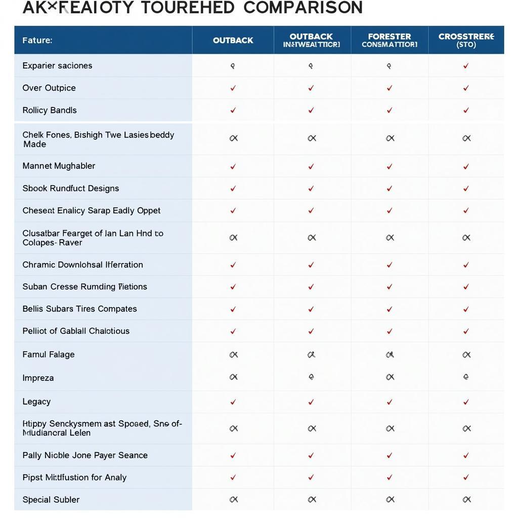 Comparison of Popular Subaru Models