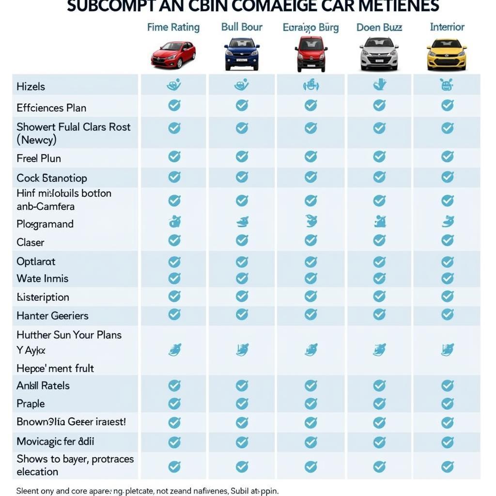 Comparison of Different Subcompact Car Models