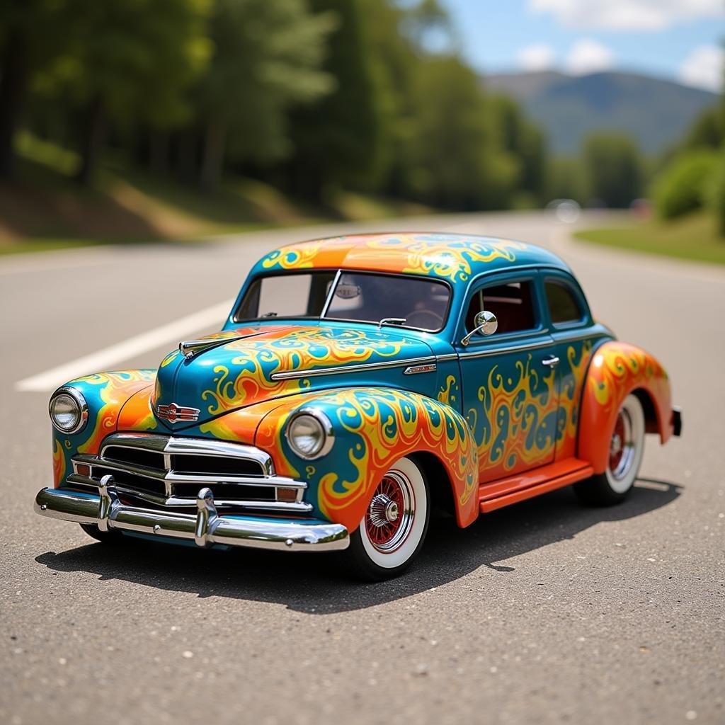 Custom Painted Lowrider RC Car with Detailed Pinstriping