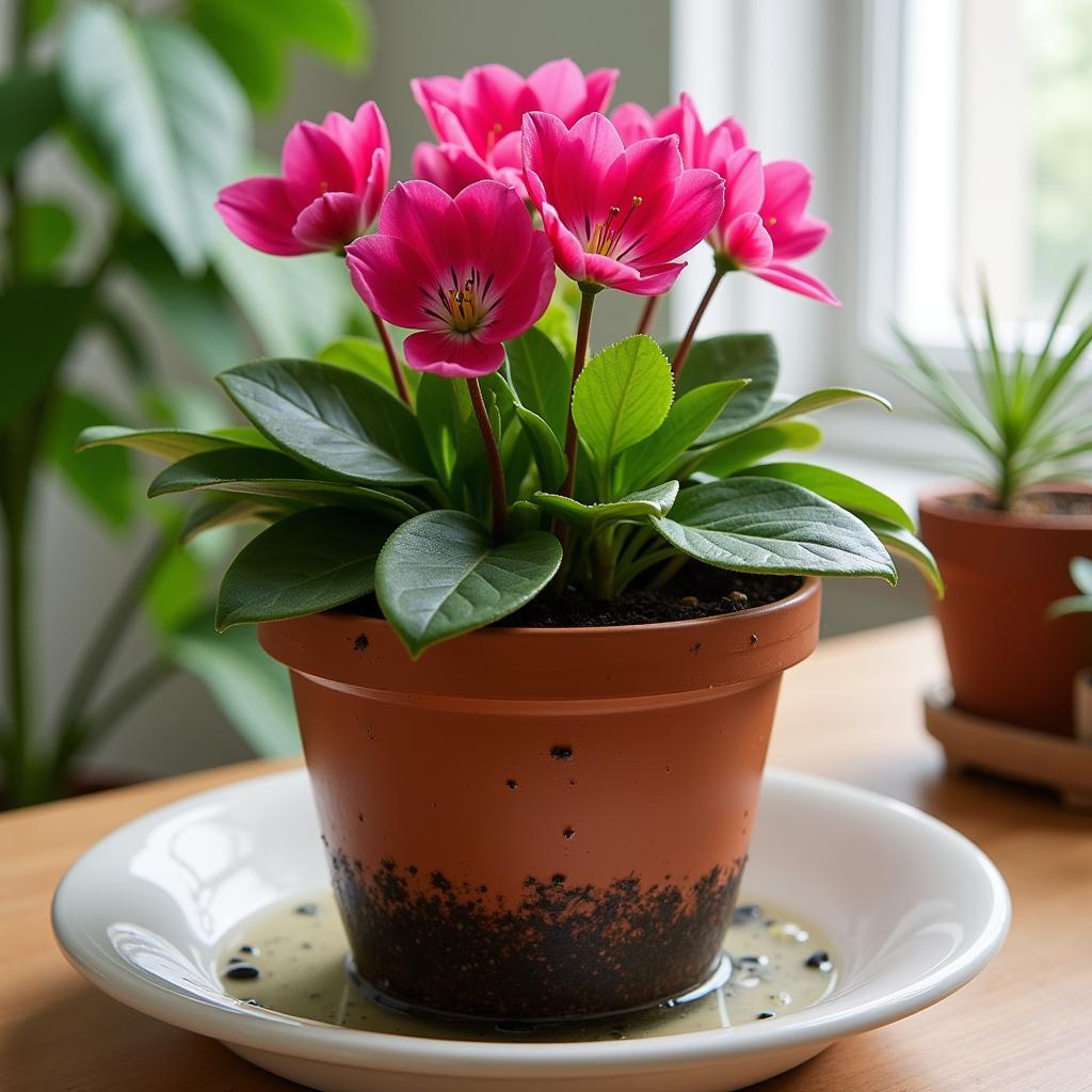 Watering a Cyclamen Plant from the Bottom