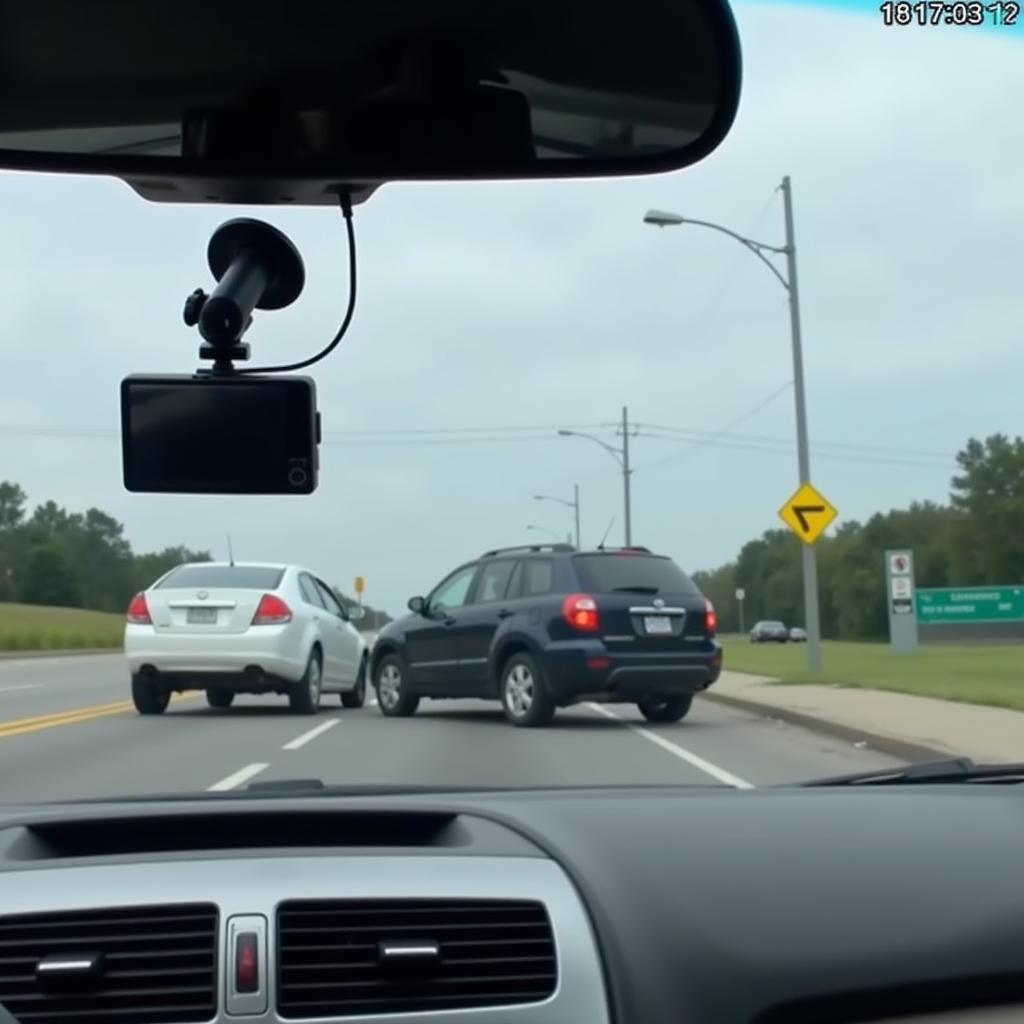 Dash cam recording a car accident