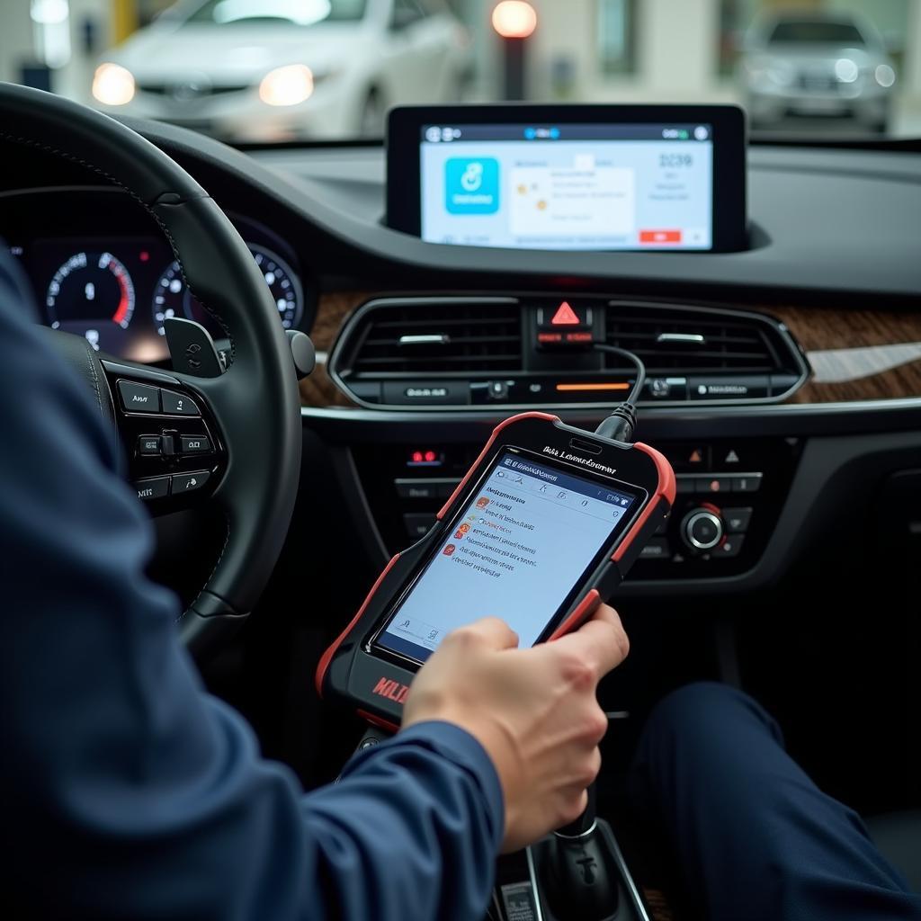 Dealer Scanner Inspecting an ALM Car