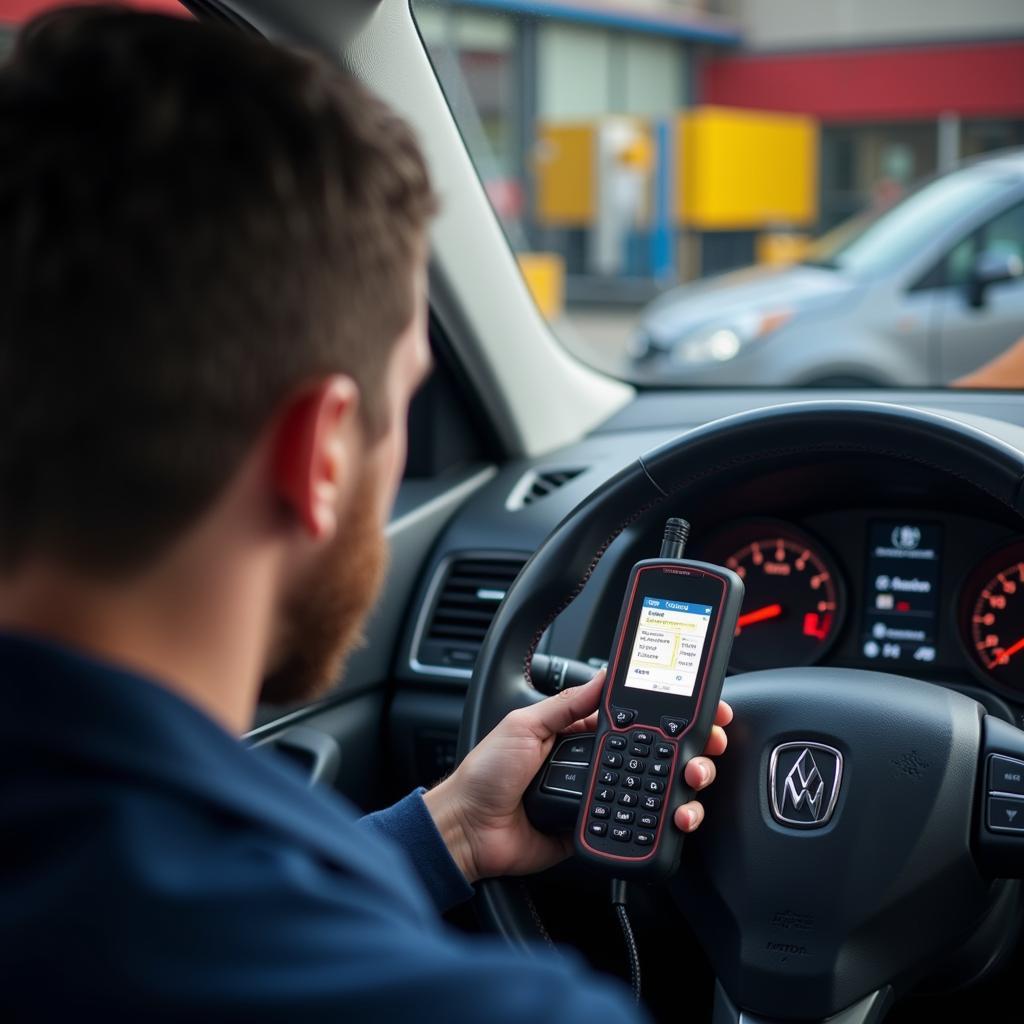 Dealer Scanner in Use at a Car Wash