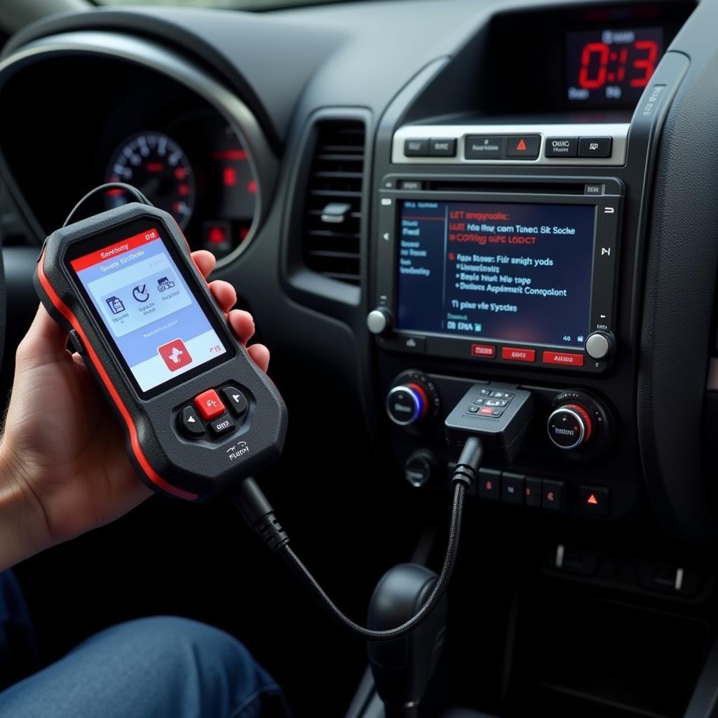 Dealer Scanner Connected to Car's OBD Port