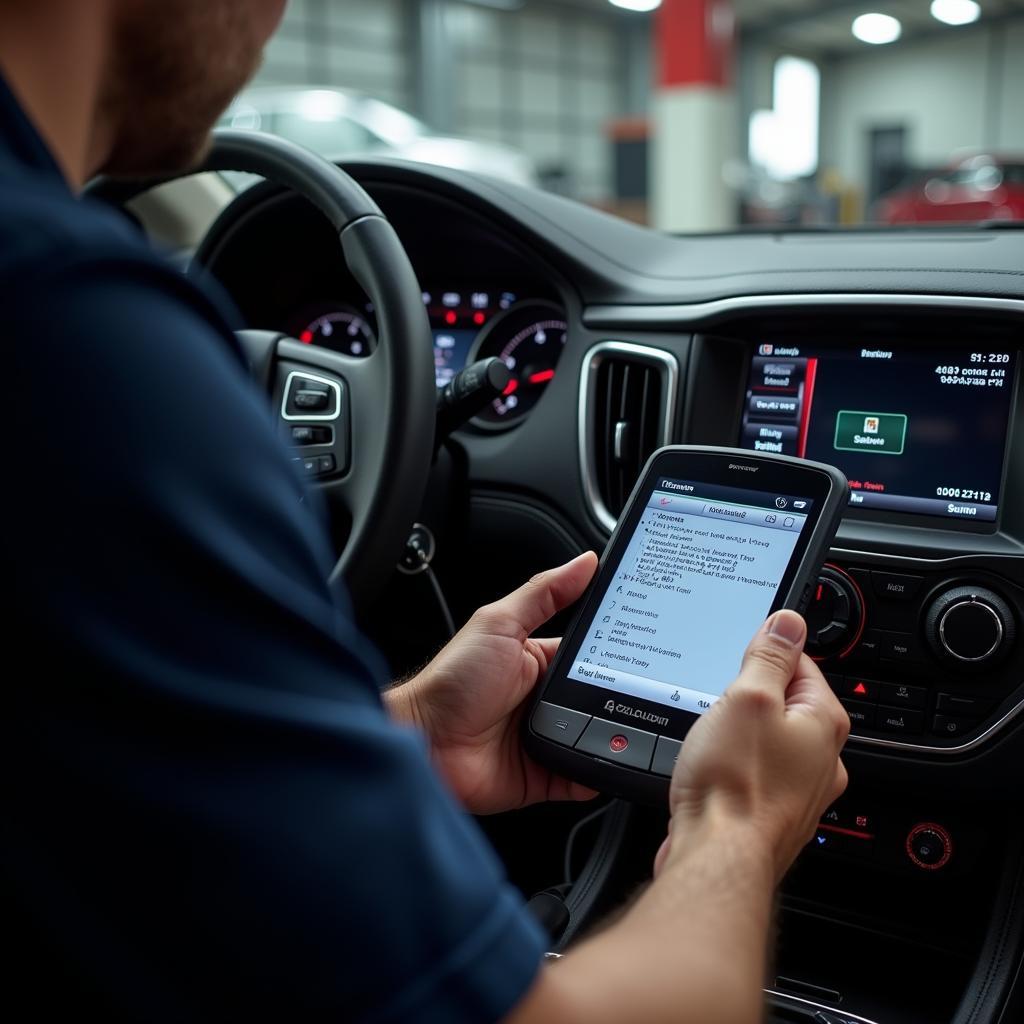 Dealer Scanner Diagnosing a Car's Electronic Systems